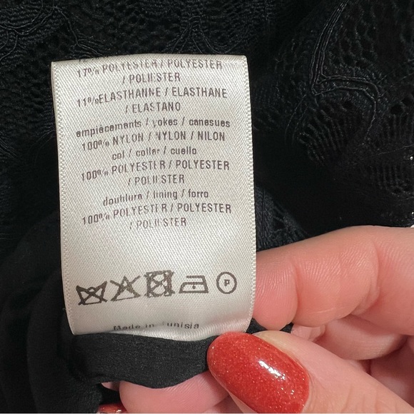 Sandro Rozen Short Sleeve Guipure Lace Mini Dress In Black/Ecru - Picture 14 of 15